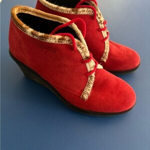 Martino suede fur-trimmed ankle boots size 8.5